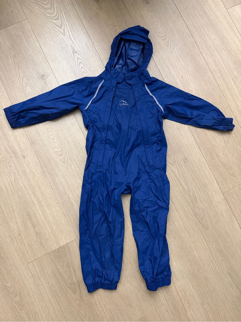 L.L. Bean Kids Waterproof Hooded One-Piece Rain Suit - Royal Blue 3T